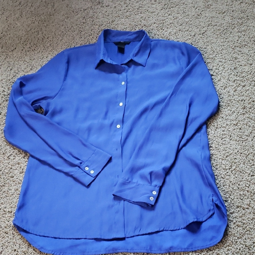 Women's Royal Blue Button-Down, Long Sleeve Shirt